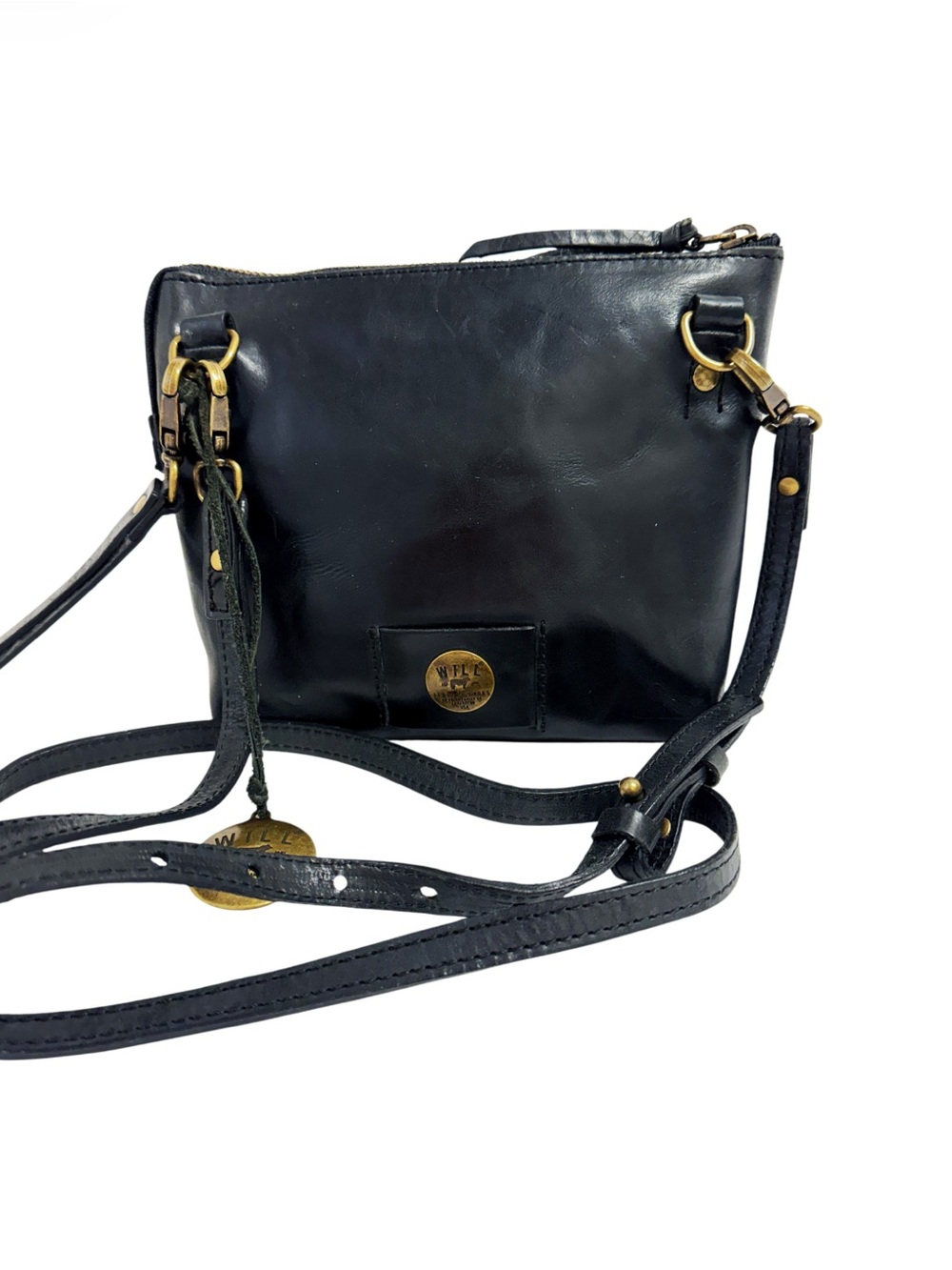 WILL LEATHER GOODS Milan Topzip crossbody bag made of black Italian leather.